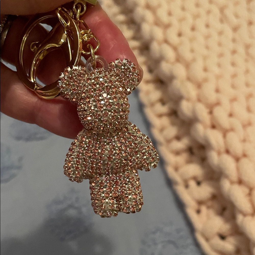 Gold and Pink Bear Keychain - Picture 2 of 2